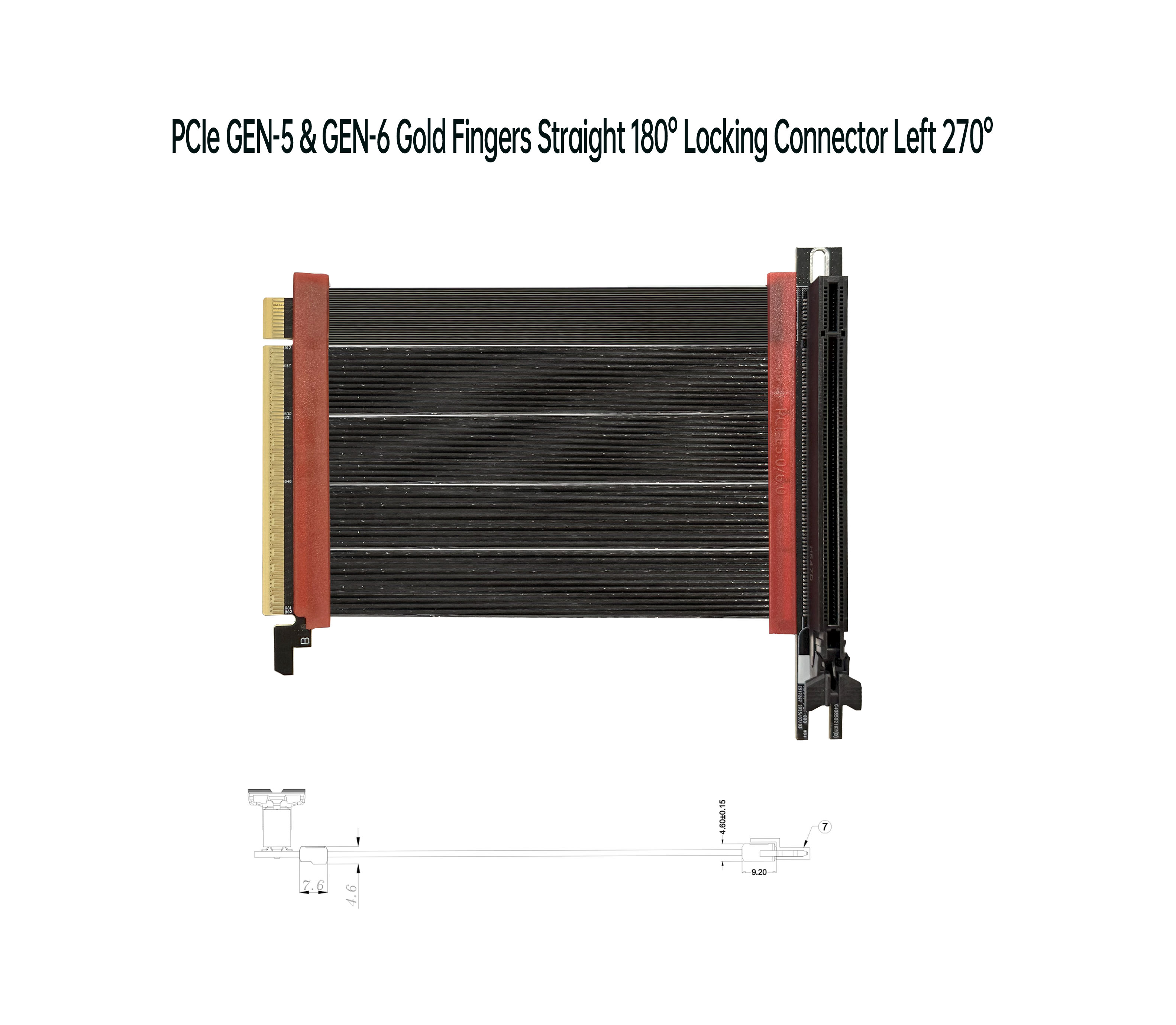 PCIe 5.0 x16 GPU riser cable